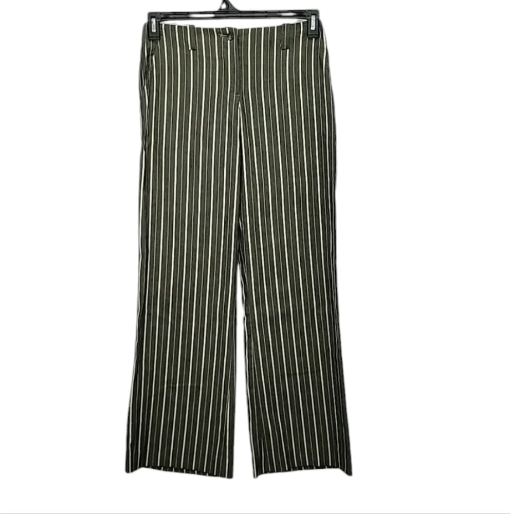 Trina Turk Women’s Black/Cream Striped Wide Leg Dress Pants‎ Size 4  W 28'
